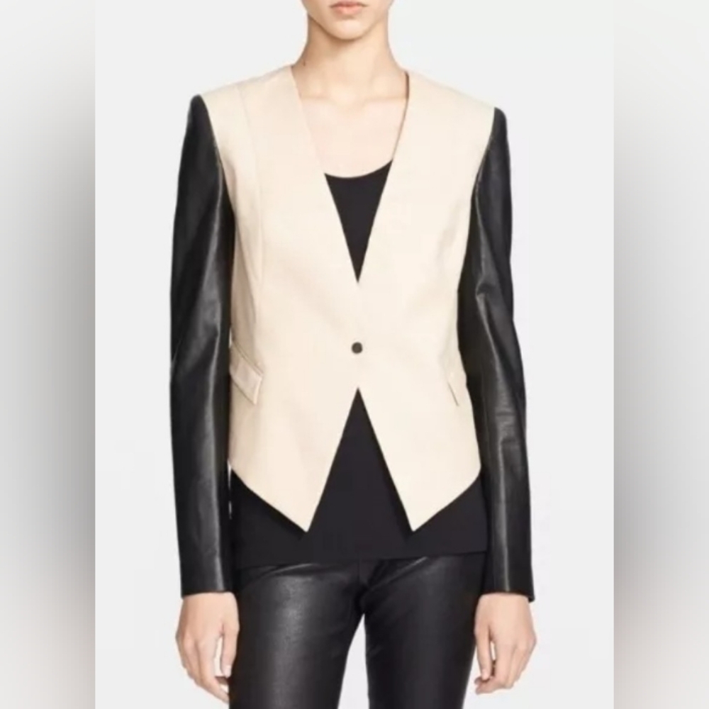 Robert Rodriguez Tan Black Edgy Blazer Jacket Size 6